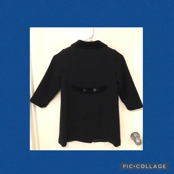 NWT Janie and Jack Black Italian Wool & Velvet Coat